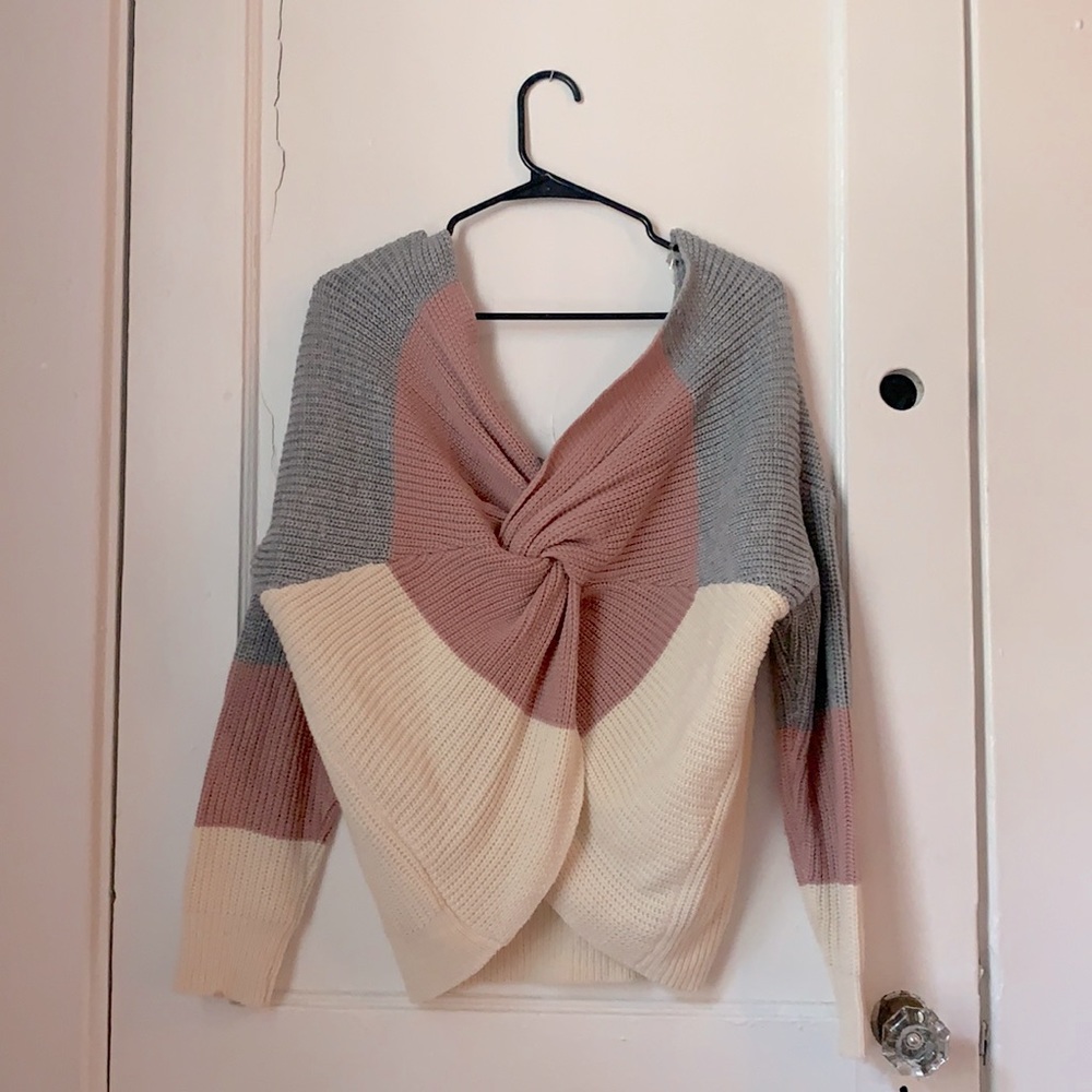 Soft flirty twist back sweater